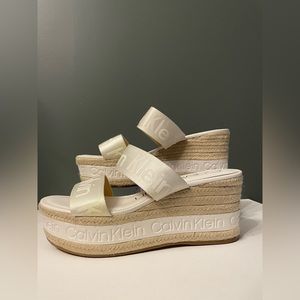 Calvin Klein Gia Espadrille Wedges White size 9.5